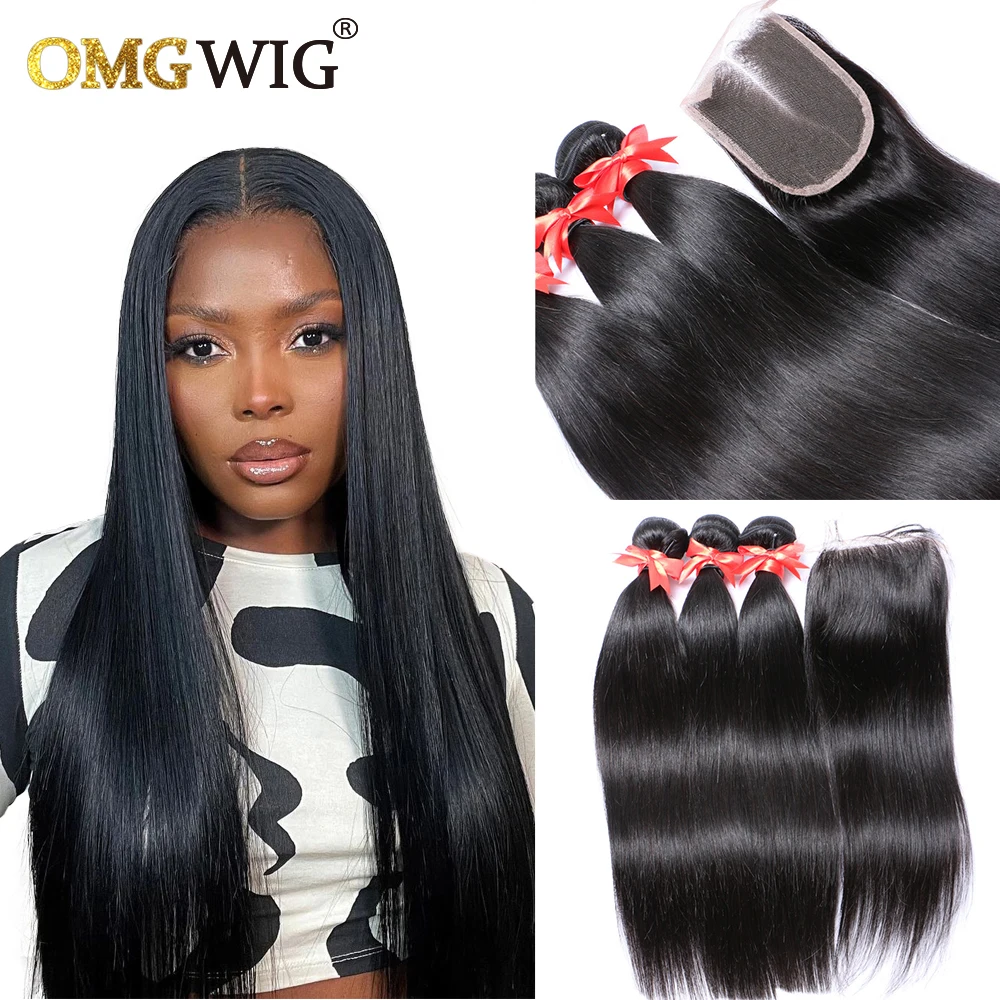 Natural Color Hair Bundles With 13x4 HD Frontal Straight Brazilian Human Hair 13X6 Frontal Brazilian