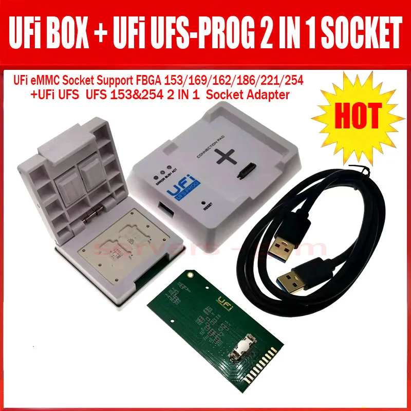 2026년형 오리지널 뉴 UFI 박스 / UFi UFS-Prog / UFS 2 in 1 소켓 어댑터(UFS BGA 153/254) UFi 박스, eMMC FBGA 153/169/162/186/221 지원