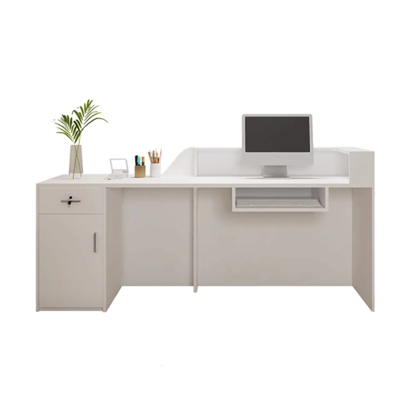 Led Beauty Reception Desks Display Aesthetic Hotel Counter Reception Desks Storage Nordic Mostrador Commercial Furniture
