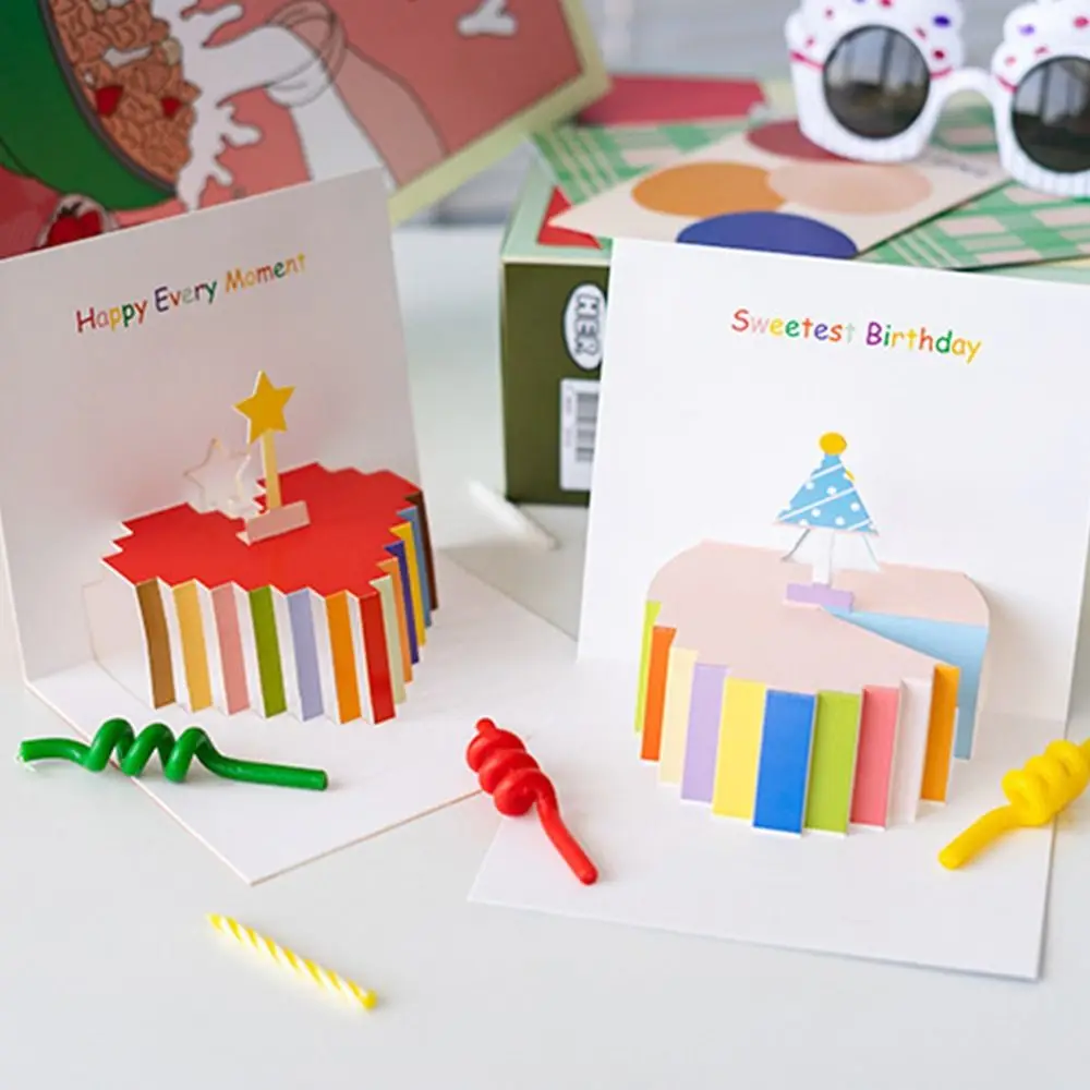 Birthday Greeting Cards 3D Folding Pop-Up Thank You Invitation Blessing