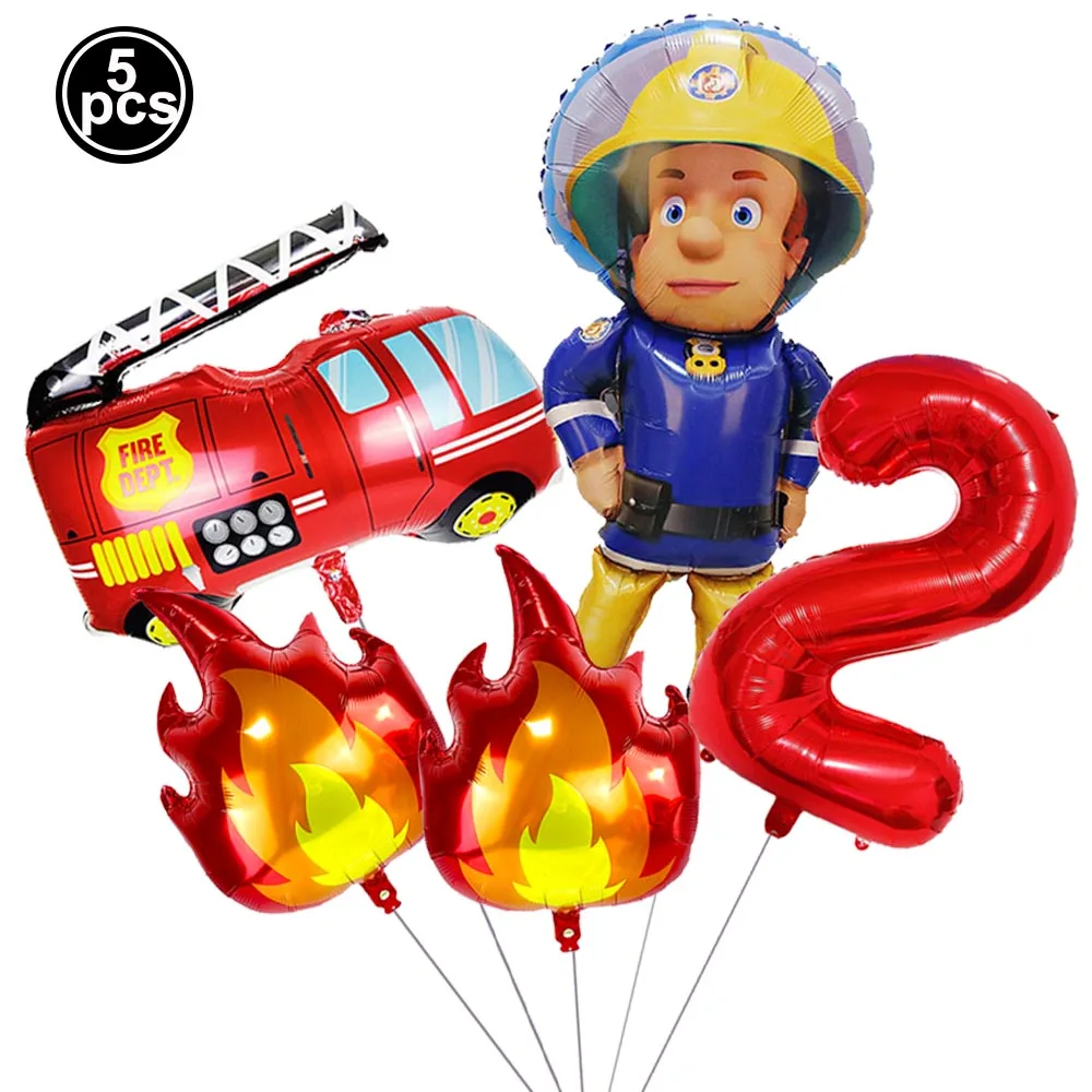 Firefighter Party Decoration Balloon Set - Fire Engine, Airplane & Ambulance Foil Balloons