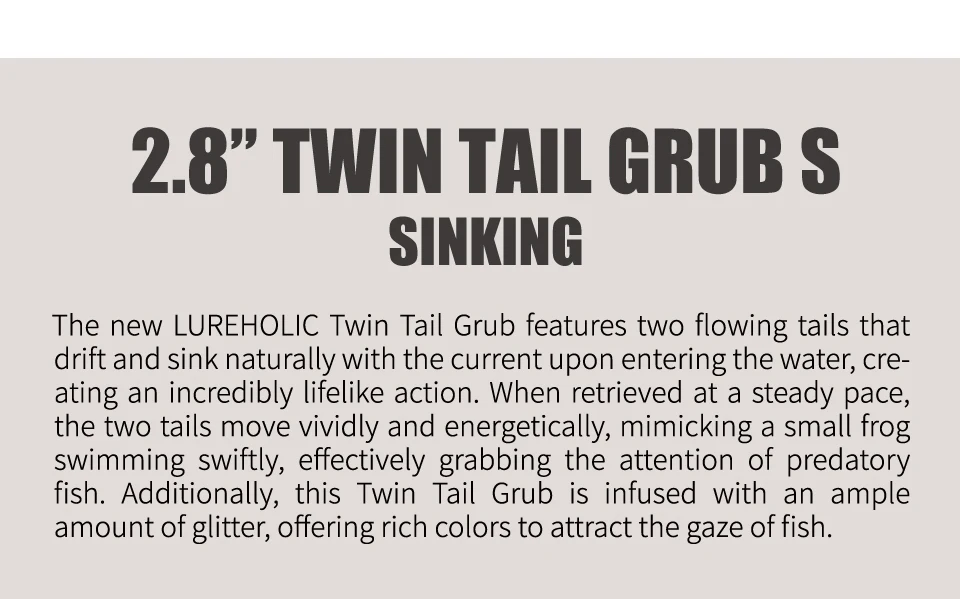 LUREHOLIC 2,8" 7 cm 12 Stück Twin Tail Grub Soft Lure Baits für Barschangeln Wurmköder für Jigkopf, Wurmhaken – Detail 3
