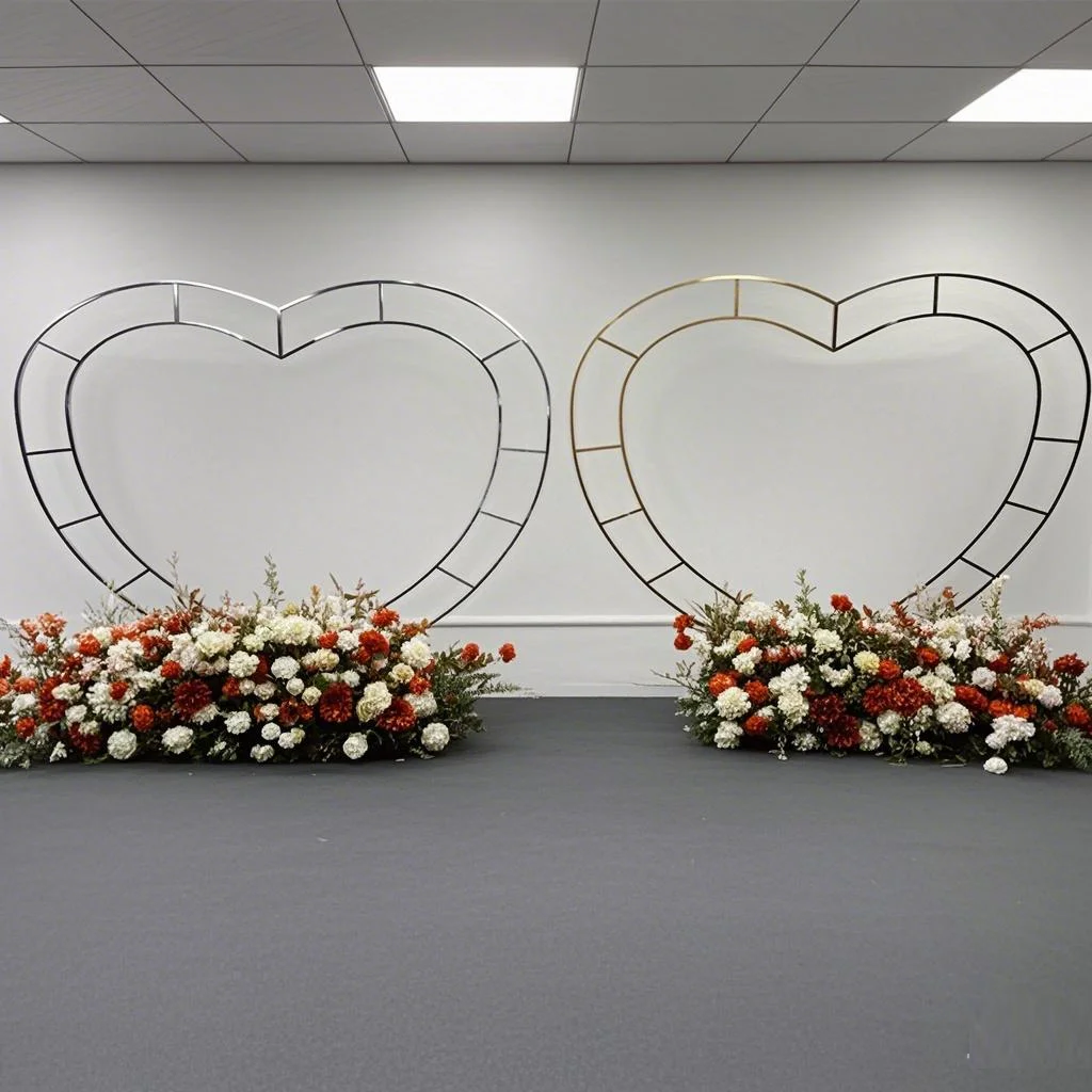 Gold Silver Metal Wedding Arch Heart Shaped Arch Stand Event Part Backdrop