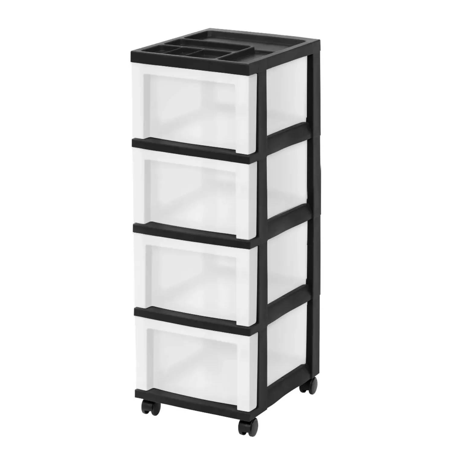 

IRIS Drawer Storage Cart with Organizer Top Black