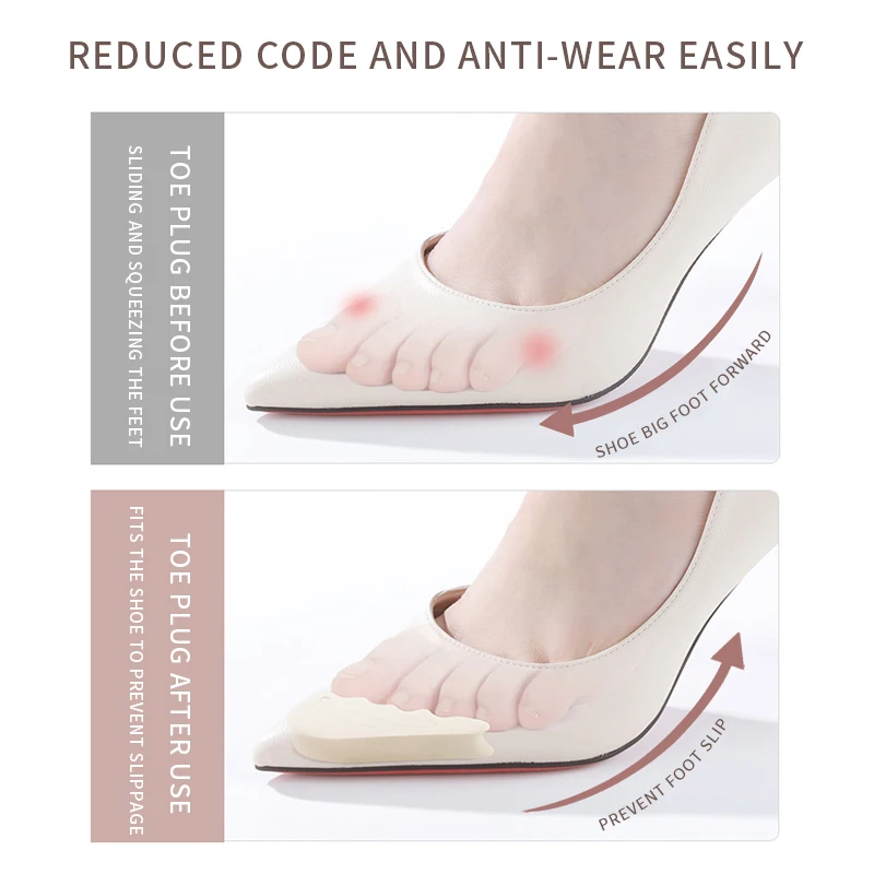 1 Pair Forefoot Insert Pad for Women High Heels Toe Plug Half Sponge Shoes Cushion Feet Filler Insoles Anti-Pain Adjust Pads