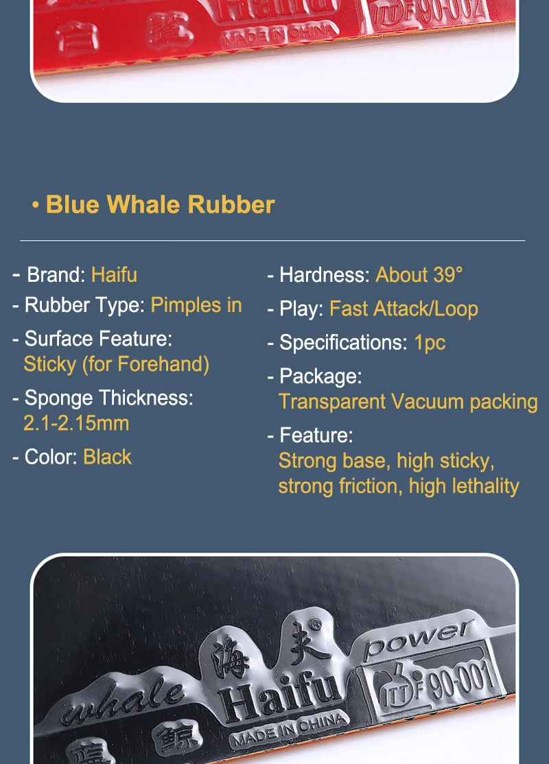 Description Picture 5 of itemHaifu Sticky and No-Sticky Table Tennis Rubber Pips-in  ITTF Approved Internal Energy Fast Attack New Ping Pong Rug for Training