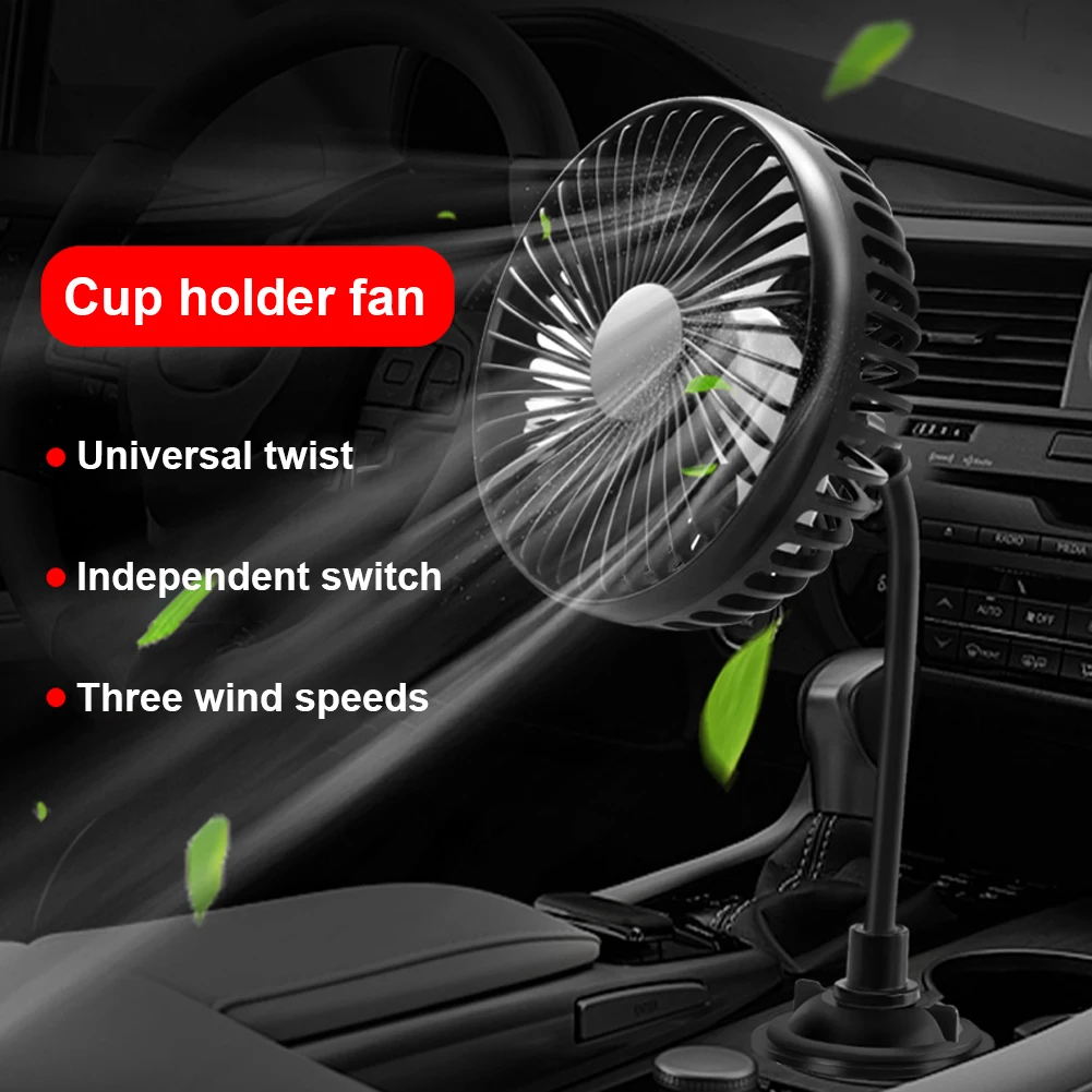 USB 3 Speed Electric Car Fans Powerful Quiet Auto Cooler Fan Rotatable for Car Van Truck SUV RV