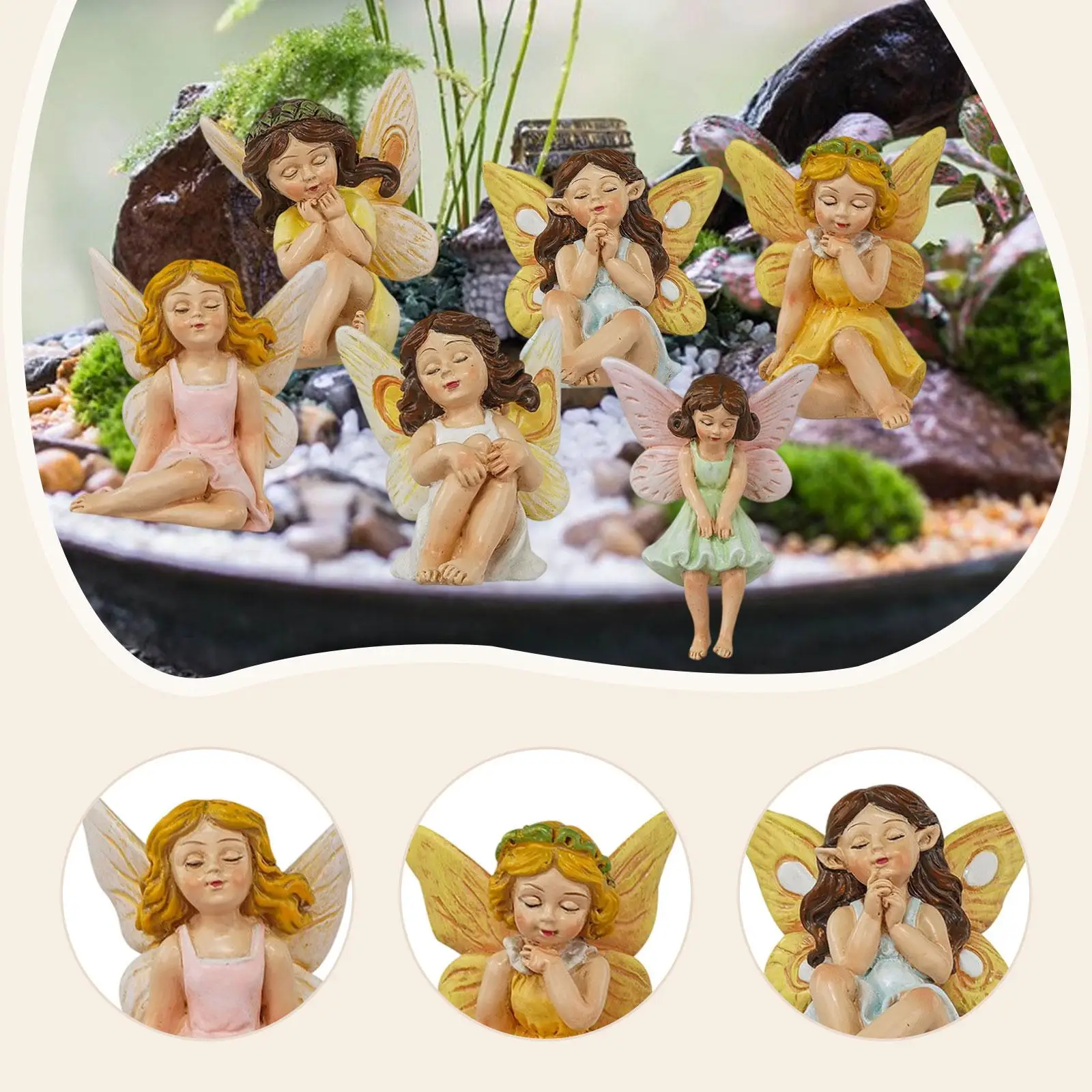 6x Fairy Garden Accessories Garden Decorations Miniature Fairy Figurines for DIY