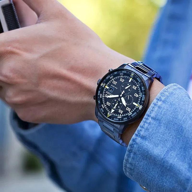 Citizen Watch for Men Fashion Luxury Brand Stainless Steel Dual Display Wristwatch Shockproof Business Leisure Quartz Wristwatch