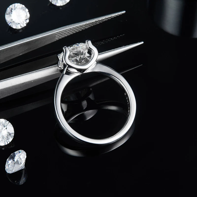 AButterfly 100% D Color 2 Ct 8MM Moissanite 925 Sterling Silver Ring Round Single Stone Women's Wedding High Jewelry Wholesale
