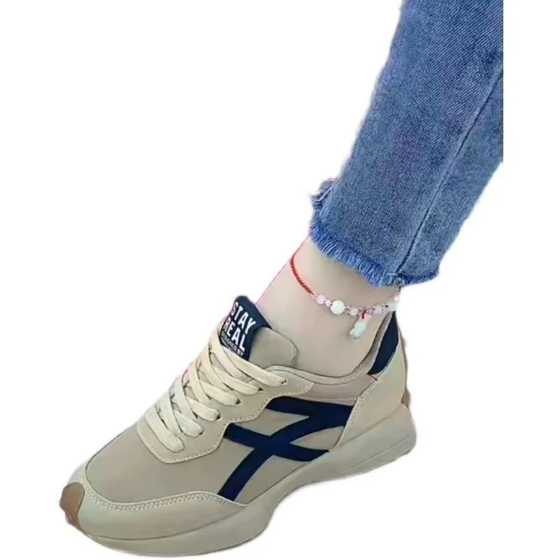 

Женские кроссовки с круглым носком Shanpa, повседневные неглубокие кроссовки на толстой подошве, обувь для активного бега для студентов, новинка 2023