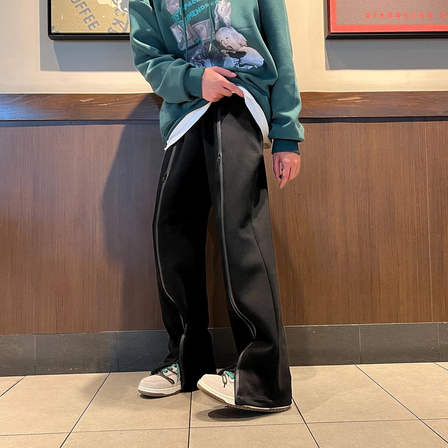

Loose Straight Harem Pants Zipper Design Sweatpants Men Korean Casual Pants Streetwear Sport Trousers Men's Joggers Oversize 2XL