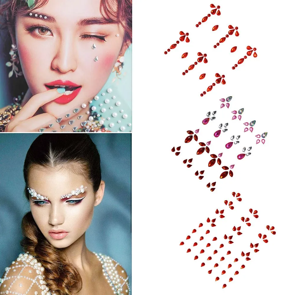

Makeup Diamond Eyes Face Festival DIY Body Crystal Gems Tattoo Adhesive Rhinestone Nail Art Decoration Acrylic Eyeshadow Sticker