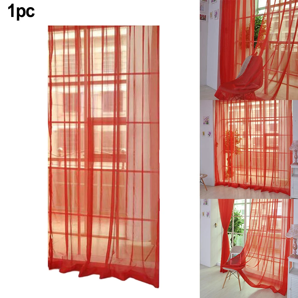 

1pc Sheer Voile Curtain For Living Room Bedroom Decoration Window Voiles Tulle Curtain Red Voile 2x1m Brand New Curtains