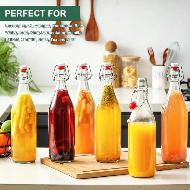 1L Swing Top Glass Bottles Airtight Stopper Lids Flip Top Brewing Bottle for Fermentation, Kombucha, Mead, Vinegar, Beer, Kefir 3