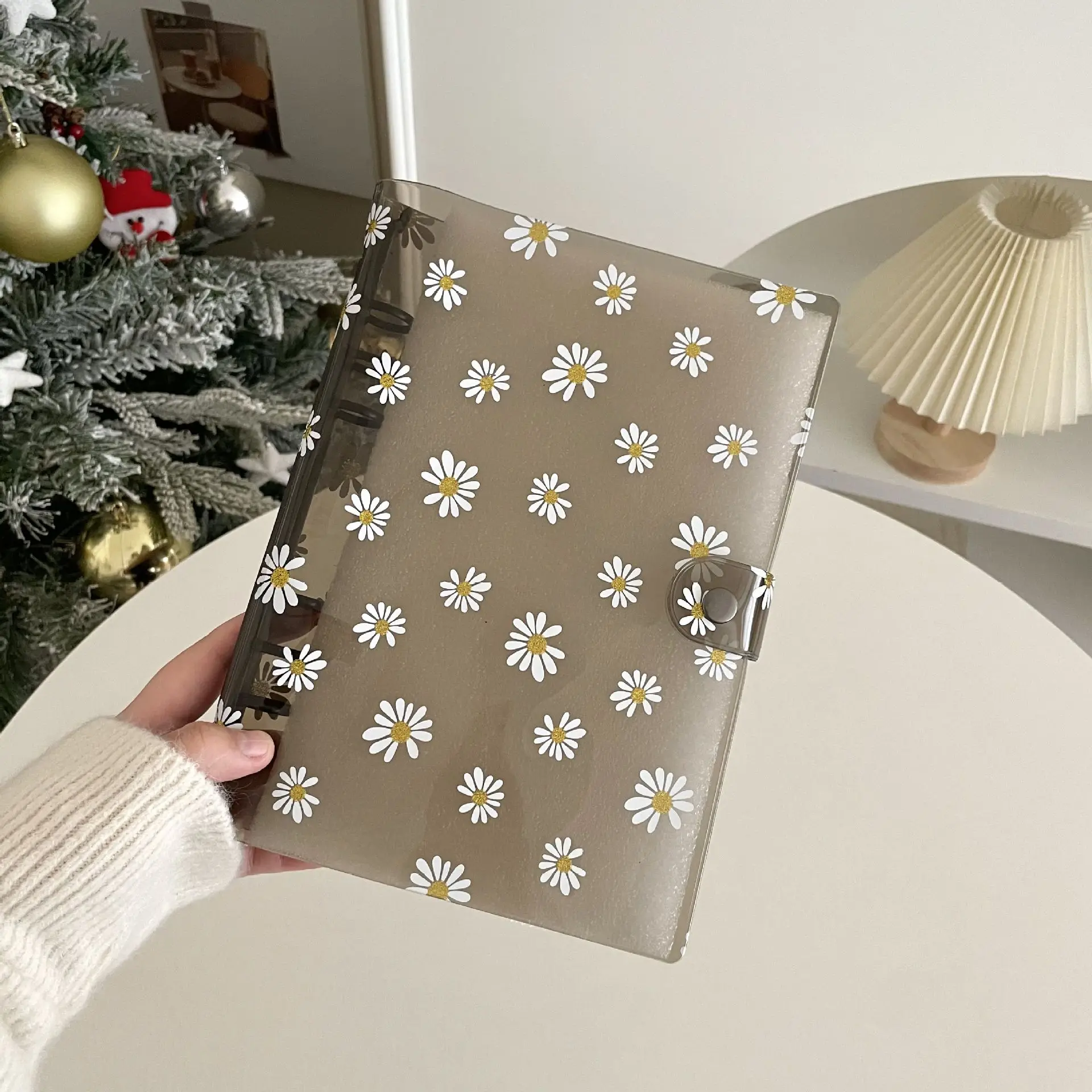 Transparen Daisy A5 Binder Kpop Photo Album Organizer Photocard Collect Book Cover with 6 Rings Journal Diary School Supplies