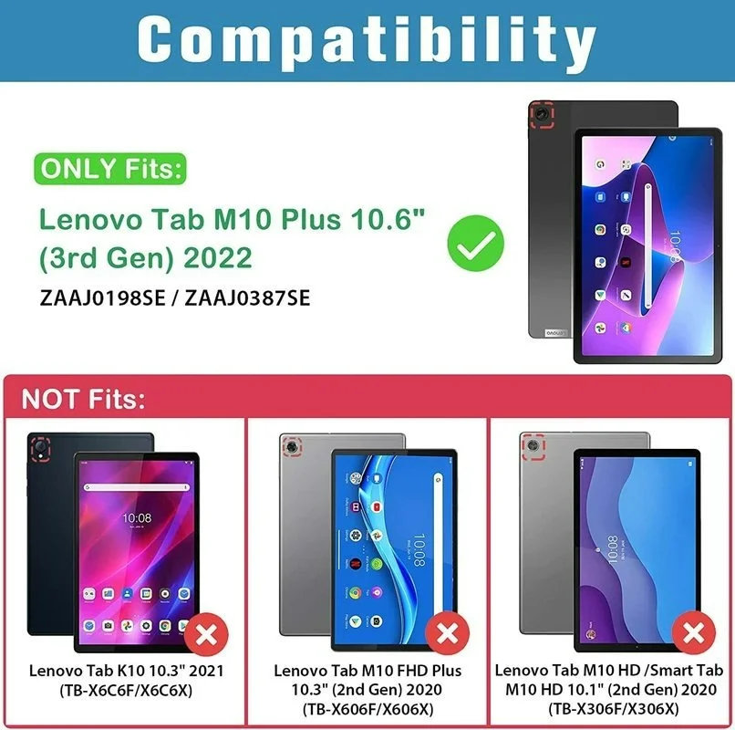 For Lenovo Xiaoxin Pad 2022 10.6" Tab M10 Plus 3rd Gen Case TB128FU TB125FU Funda Tablet Tri-Fold Magnetic Stand Cover+Film+Pen — view 2