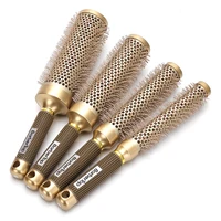 4 tailles de peigne à cheveux bouclés peigne à cheveux rond crinière de sanglier Air chaud peigne à cheveux bouclés or Tube en aluminium peigne de coiffure 2