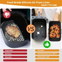 Pot de panier en Silicone pour friteuse à Air, pour Ninja AF400EU, rectangulaire, antiadhésif, doublures de cuisson, tapis réutilisable, plateau de cuisson pour four, moule 3