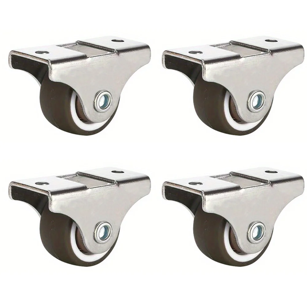 4 Pcs Small Furniture Caster Wheels Low Profile Soft Rubber Rolling Castor Wheels Mini Rigid Silent Caster Wheel for Cart Drawer furniture casters furniture casters wheels