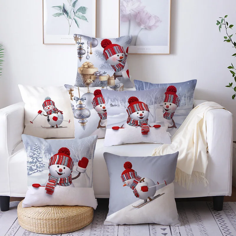 

Snowman Christmas Cushion Cover Merry Christmas Decorations for Home 2022 Cristmas Sofa Decor Navidad Xmas Gifts New Year 2023