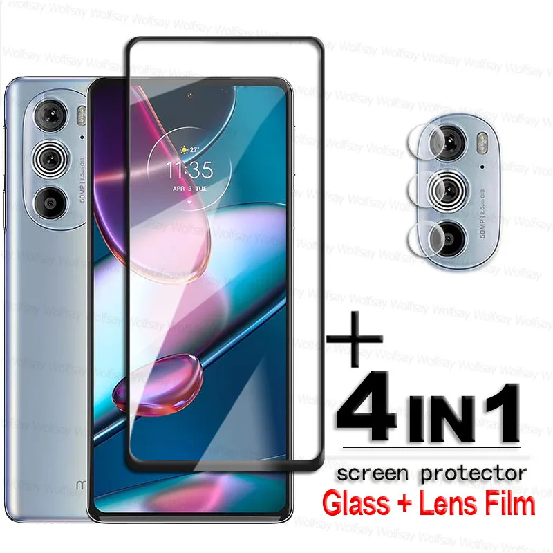 For Motorola Edge 30 Pro Glass For Moto Edge 30 Pro Tempered Glass 2.5D Full Cover Screen Protector For Edge 30 Pro Lens Film 2in1 protective glass for huawei honor30 30pro 30s tempered glass lens film honur 30 full cover honor30 pro plus 30 s 30 glasses