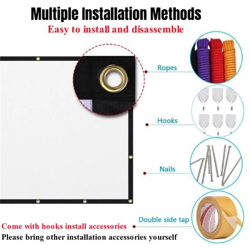Portable HD Projector Screen for Travel and Home Theater - 16:9, 60-100 Inch, 180° Viewing Angle