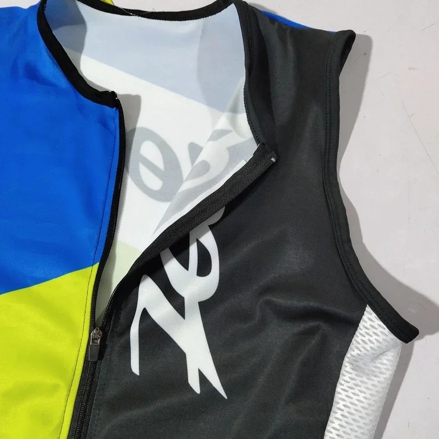 Men Cycling Jersey – Sleeveless Triathlon Cycling Wear with Breathable Shock Proof Pad