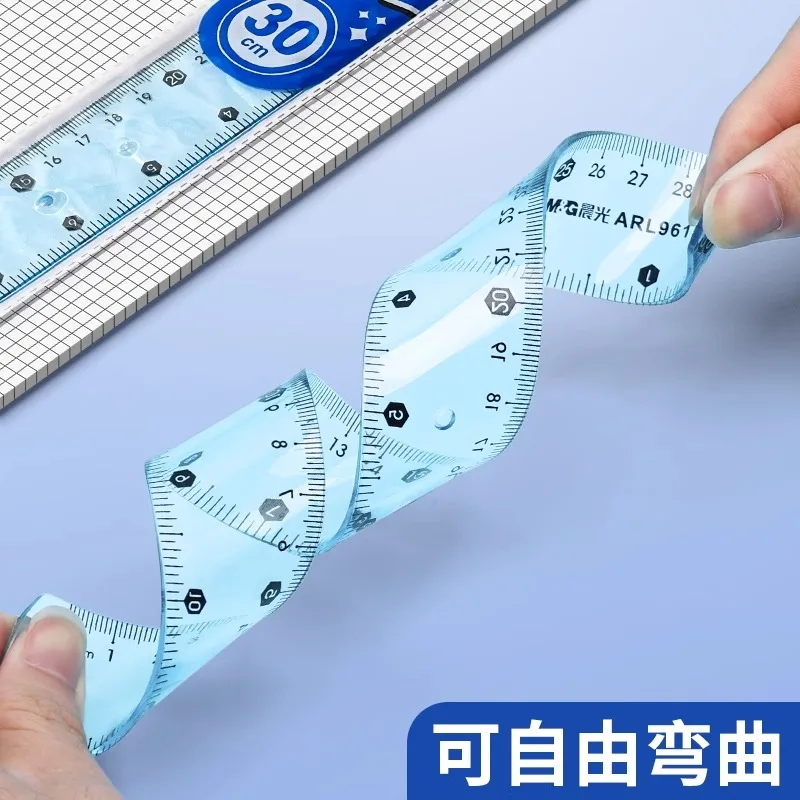 Transparent Soft Ruler 15/20/30 cm Folding Straight Ruler For Primary School Students M&G