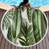 Palm Leaf Round Beach Towel,Superfine Polyester Sand Resistant Beach Blanket,Absorbent Quick Dry Pool Towel Portable Picnic Mat 5