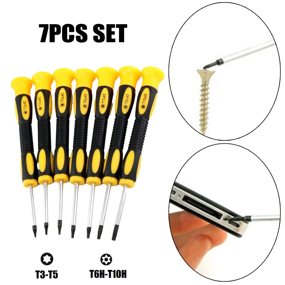 

7pcs Opening Tools Set Screwdriver T3-T10 Hexagon Torx Screwdriver With Hole Screwdriver Removal Tool Screw Driver Repair Tool