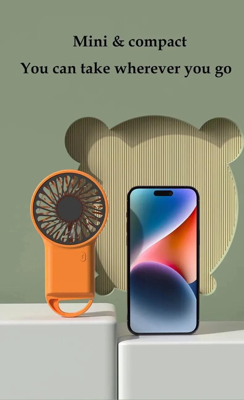 Description Picture 5 of itemHandheld Small Fan Mini Portable Hook USB Charging Desktop Office Student Summer Heat Relief Silent Handheld Fan