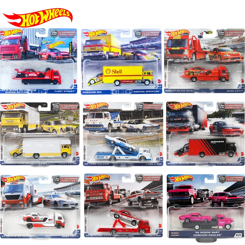 Original Hot Wheels Premium Car Culture Team Transport Diecast 1:64 Voiture Nissan Porsche Mercedes Benz Boys Toys for Children