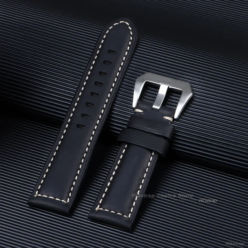 Vintage Matte Genuine Leather Watchband Bracelet - Black, Blue, Brown