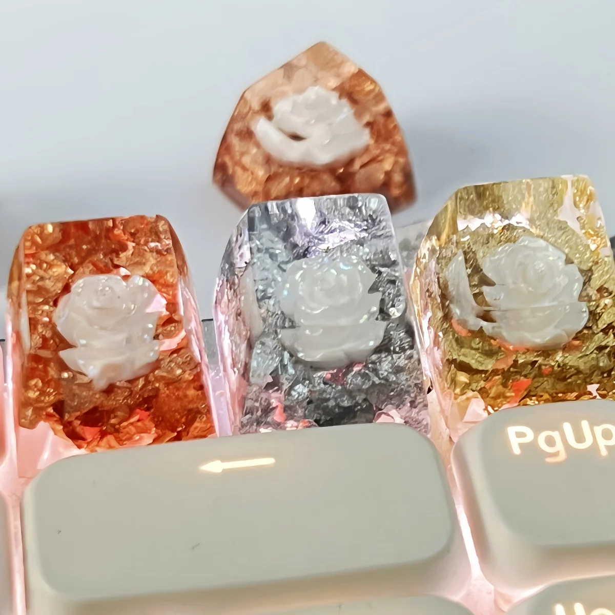 동백 열쇠 캡 꽃 키 캡 수지 DIY 크리 에이 티브 빛 전송 기계식 키보드