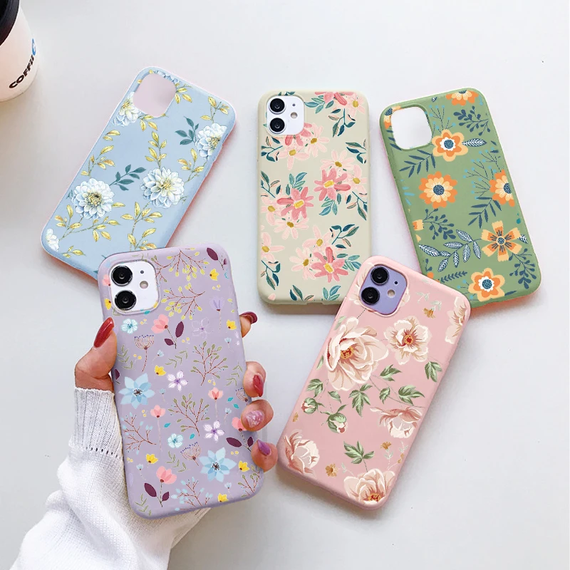 Роскошный силиконовый чехол с цветочным рисунком для телефона iPhone 11 13 12 Pro Mini X XR XS