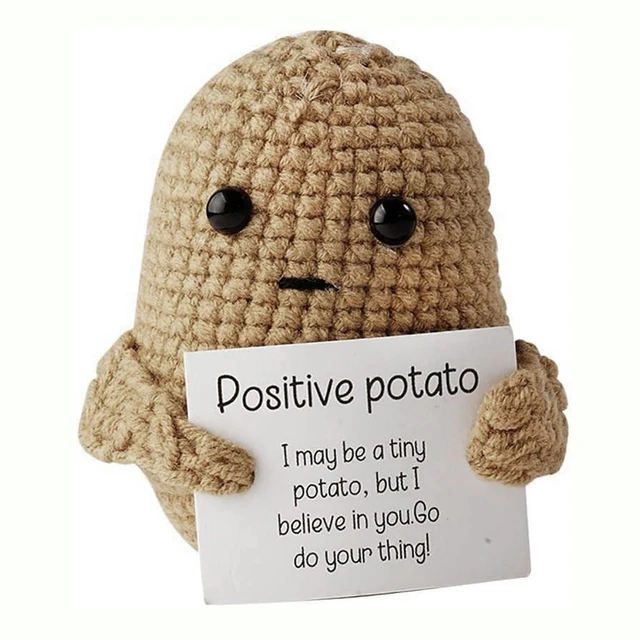 1Pcs Funny Positive Potato,Cute Wool Knitting Doll with Positive