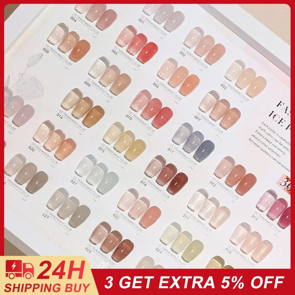 

Vendeeni 30 Colors Jelly Transparent Gel Nail Polish Nude Pink Skin Color UV Soak Off Gel Varnish Jade Nail Art Gel Lacquer 15ml