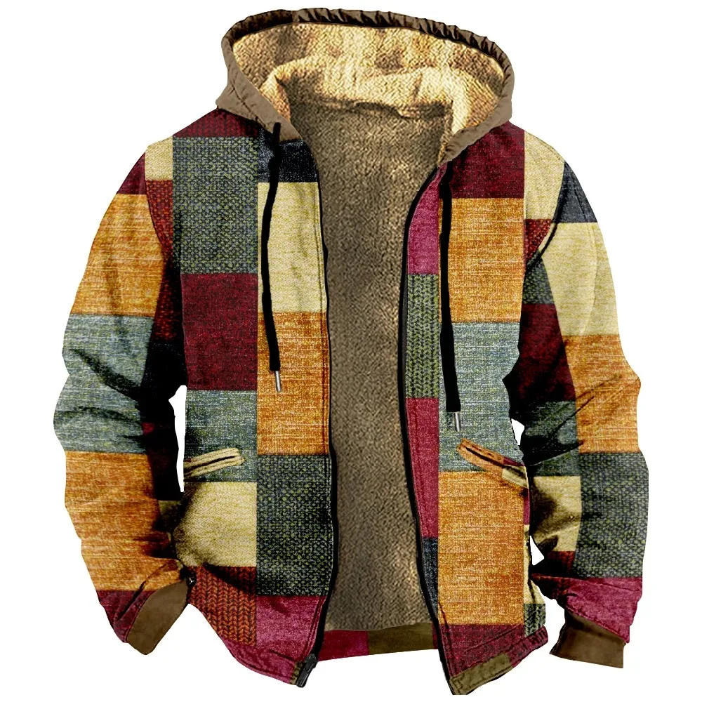 Graphic Prints Daily Classic Casual Women Men's 3D Print Hoodie Winter Outwear Long Sleeve Zip Sweatshirt Stand Collar Coat 2024