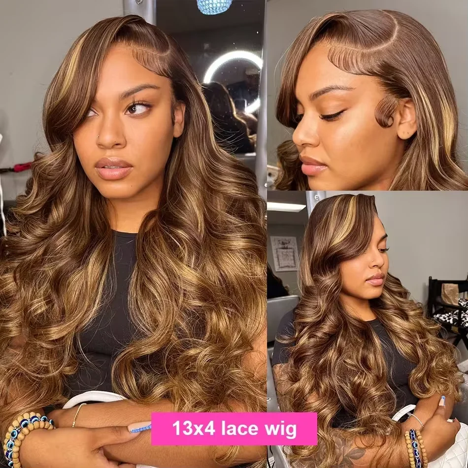 13x6 Highlight Wig Human Hair Honey Blonde Body Wave Lace Front Wig Brazilian Hair Wigs For Black Women 13x4 HD Lace Frontal Wig