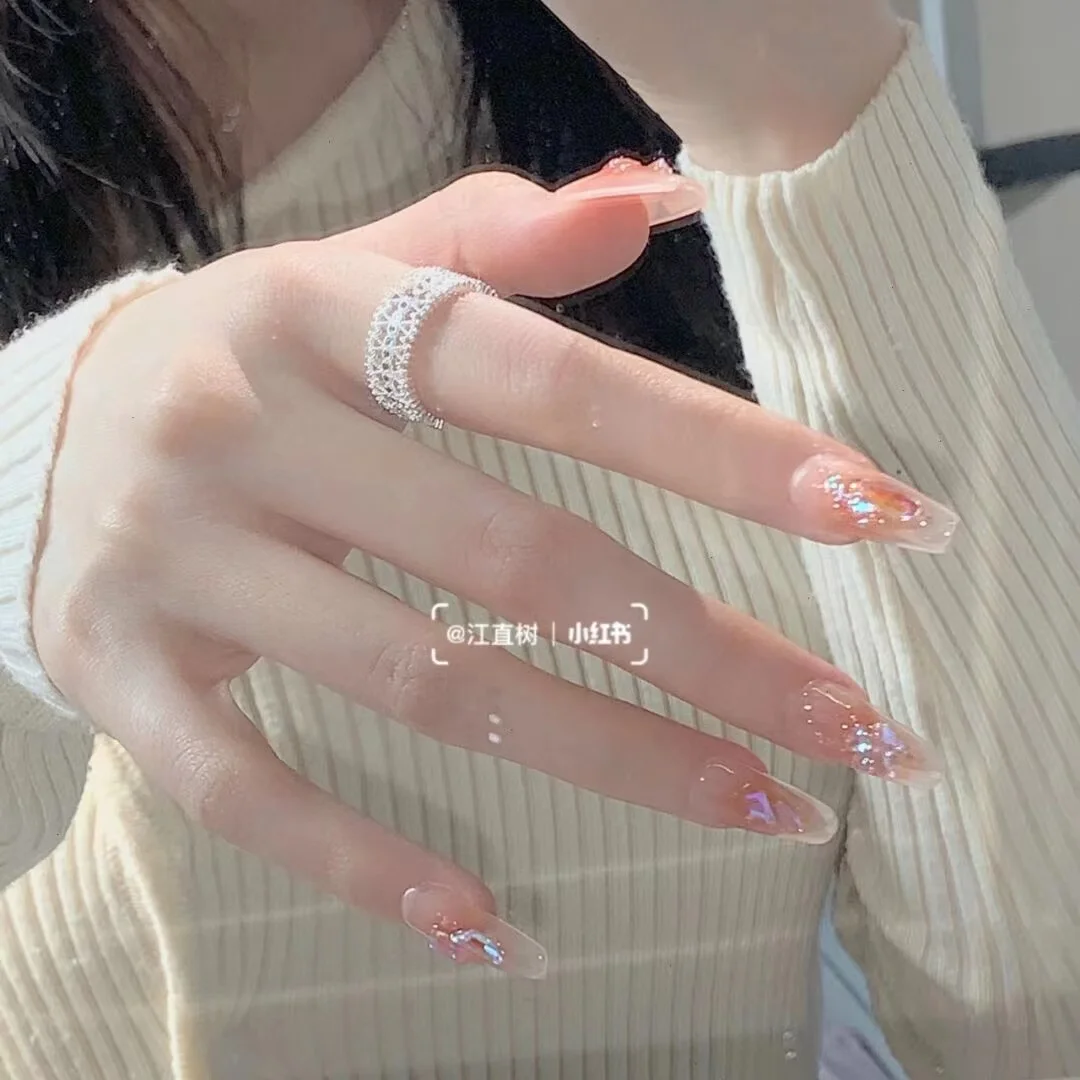 

Искусственные ногти, ногти для ношения рук, демонстрируют Белый Летний ледяной сахар, песок, золотой ледяной сахар, увеличение ногтей оранжевого цвета