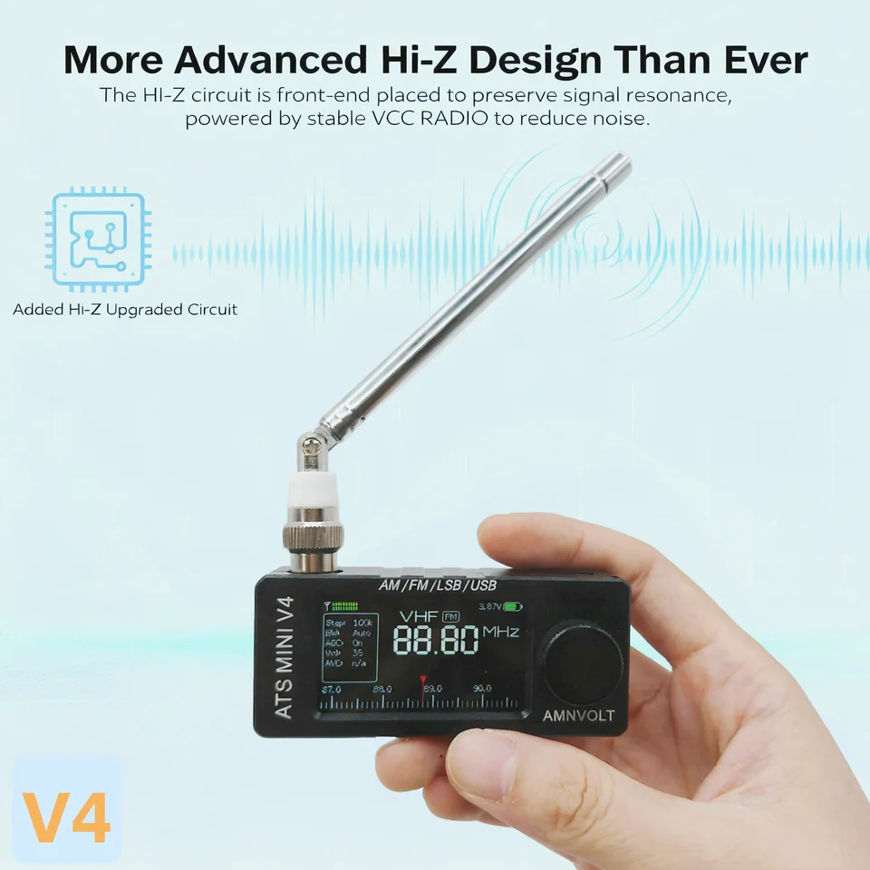 メタルシェル AMNVOLT V4 ATS MINI SI4732 DSP ラジオ 全帯域 FM AM