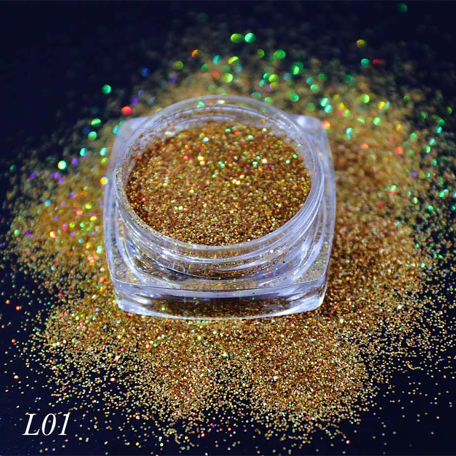 Nail Decoration Holographic Nail Powder Laser Glitter DIY Shimmer Dust Chrome Pigment Sparkly Art Sequin Paillette JIL01-16 1pcs