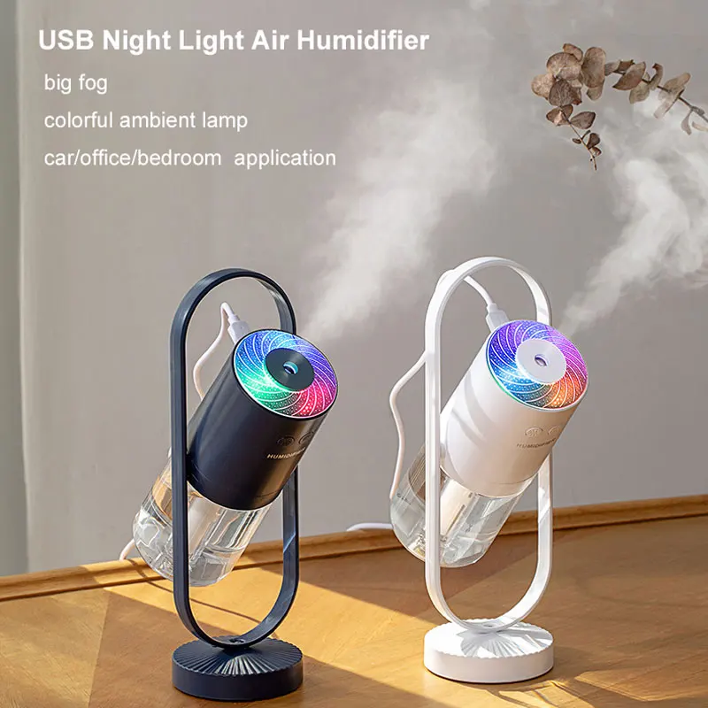USB Night Light Humidifier Creative 200ml Ultrasonic Mist Portable Desktop Atomizer Hydrating Machine Vehicle Air Humidifier