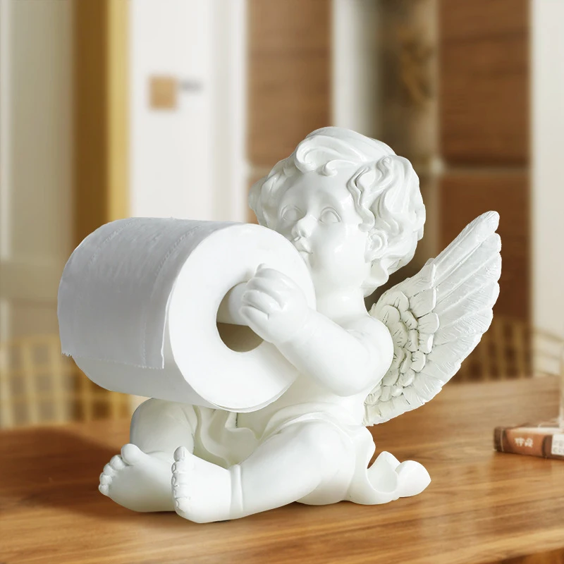 Sitting Angel Paper Towel Holder for Tabletop, Bathroom, Toilet Paper Roll Holder Tissue Roll Dispenser
