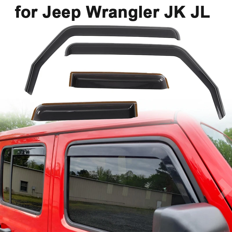 Car Side Window Wind Deflectors Vent Visors Sun Wind Rain Shield for Jeep Wrangler JL Unlimited