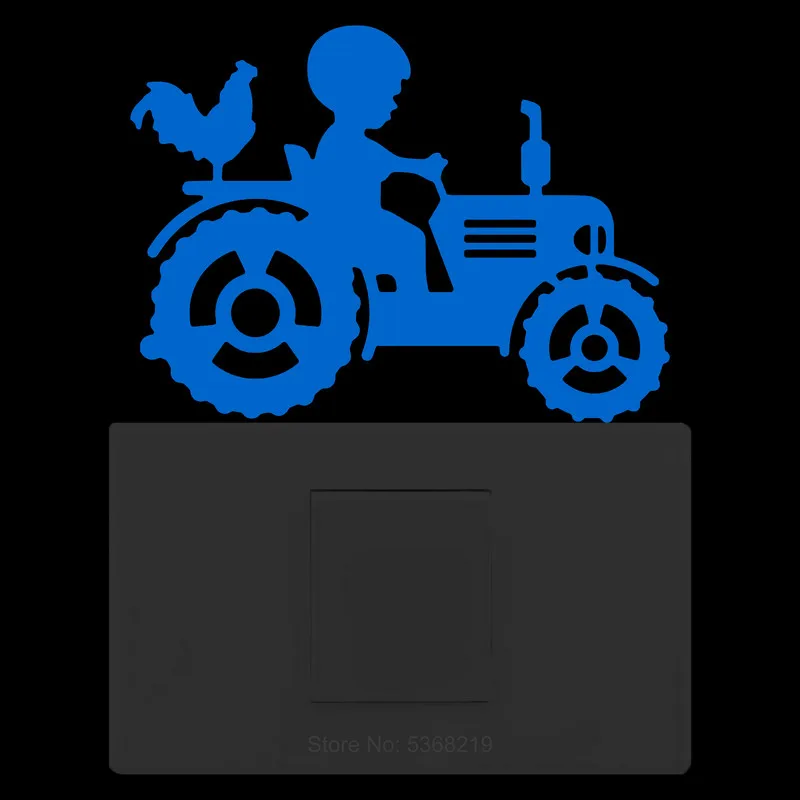 Kid Driving Tractor Glow Stickers Funny Cartoon Wall Switch Decal Boy Girl Bedroom Decoration Laptop Motorcycle Bike Car Sticker