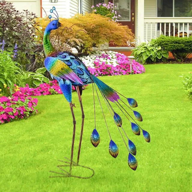 35X20X7,5 Hüvelykes Fém Páva Szobrok Beltéri Kültéri Kerti Művészet A Hátsó Udvari Tornác Teraszos Pázsit Út Dekorációhoz