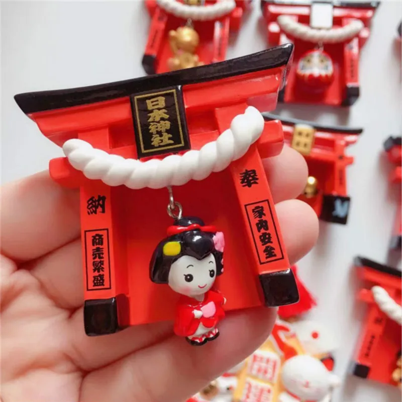 Magnetic fridge magnets magnetic sticker magnetic fridge stickers refrigerator decor Japan Inari Taisha Shrine Souvenir Cartoon Magnetic Sticker Fox Bell Osaka Fuji Travel Memorial Fridge Magnet Decoration