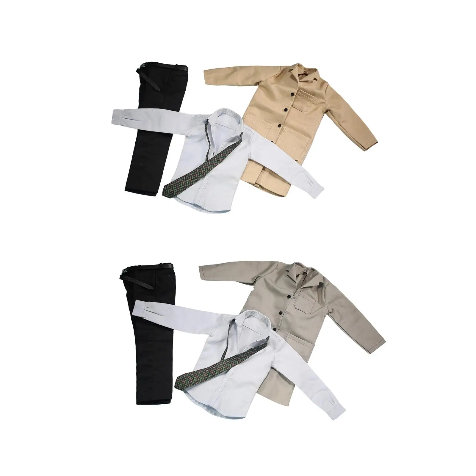 

1/6 Male Figure Clothes, Trench Coat Pants, Shirt Belt, Dolls Dress up, Full Suit Outfit for 12 inch Action Figures